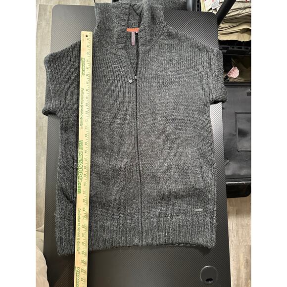 Sweaty Betty Chunky Knit Full Zip Wool Blend Hooded Sweater Dark Grey Sz Medium - Picture 5 of 10